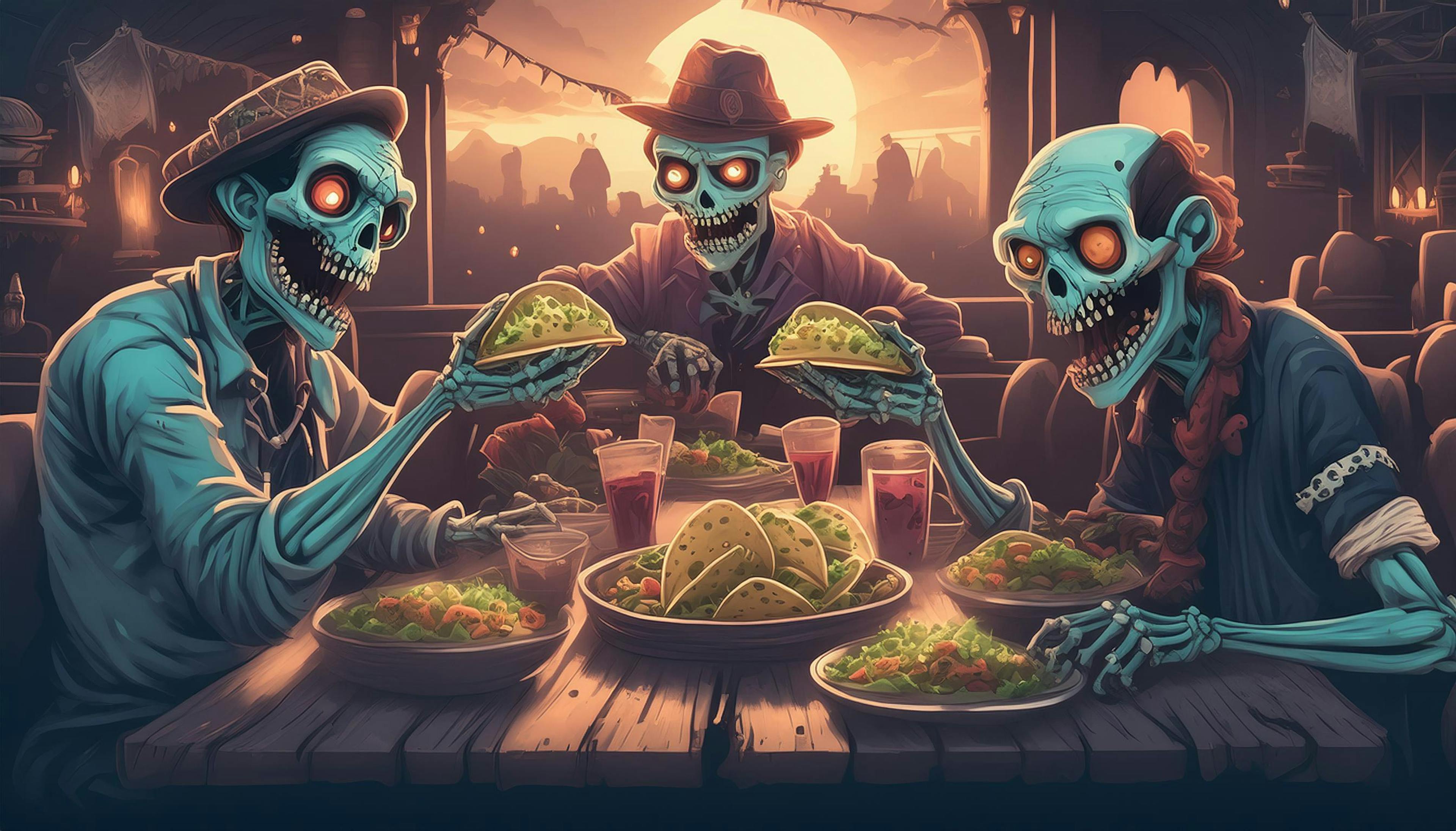 Why don't zombies like eating tacos?  Because they're afraid they'll lose their "dead-ication" to brains! But if they do, they'll definitely have a "bite" to remember!