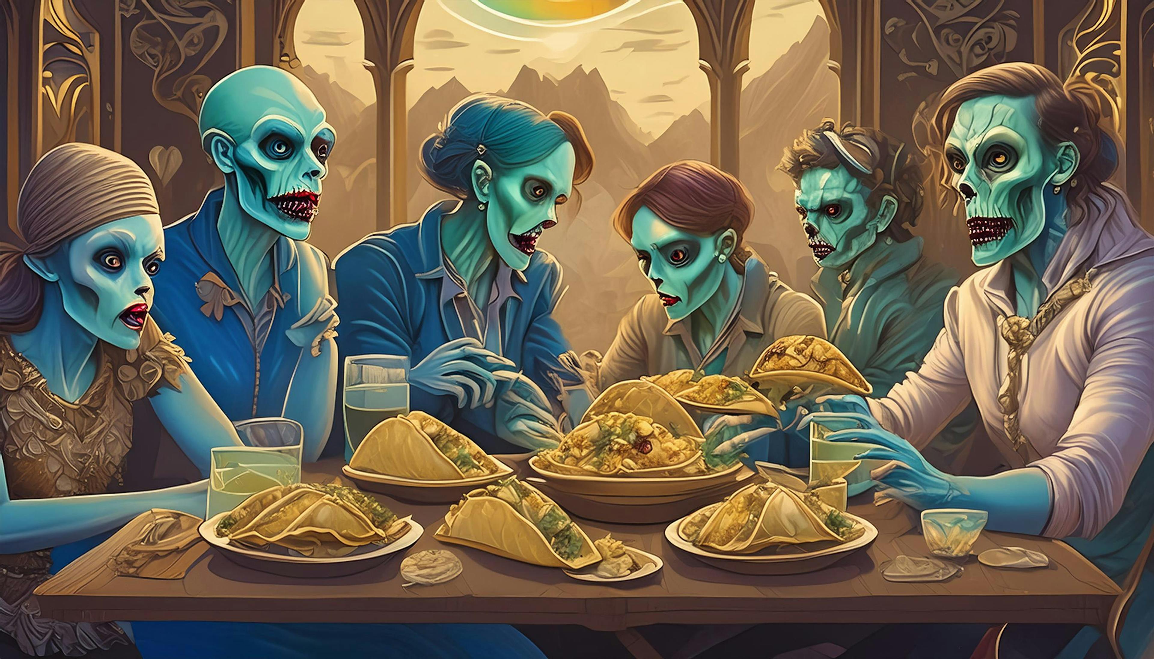 Why did the zombies start eating tacos?  Because they heard they could "taco 'bout brains" while they chow down! 