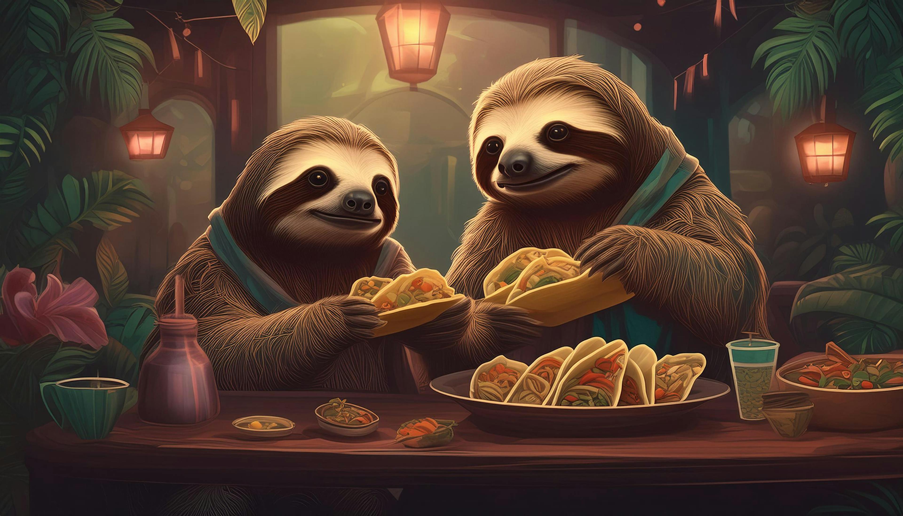 Why did the sloth bring a taco to the tree?  Because he wanted a "slow-cooked" meal with a "leaf-ty" twist! 🌮🌿🦥