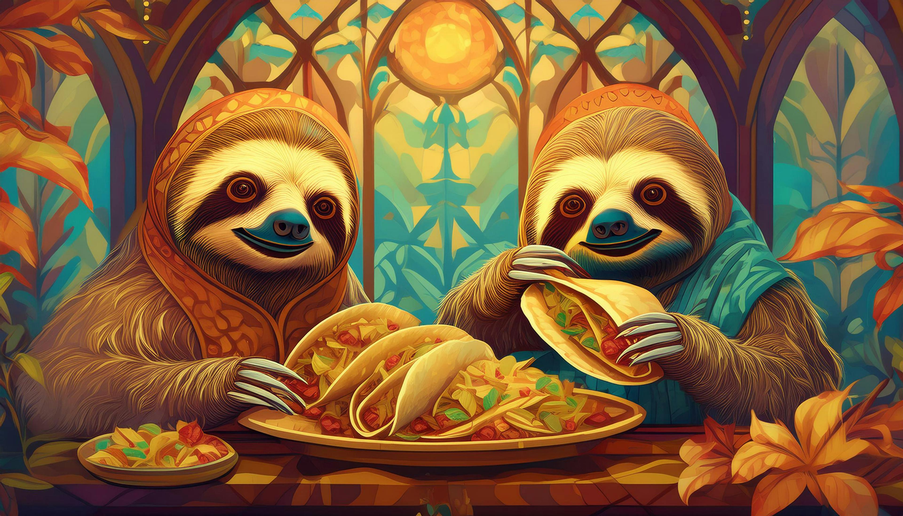 Why are sloths the slowest taco eaters?  Because they always take their thyme and lettuce napkins catch up! 🌮🦥😴