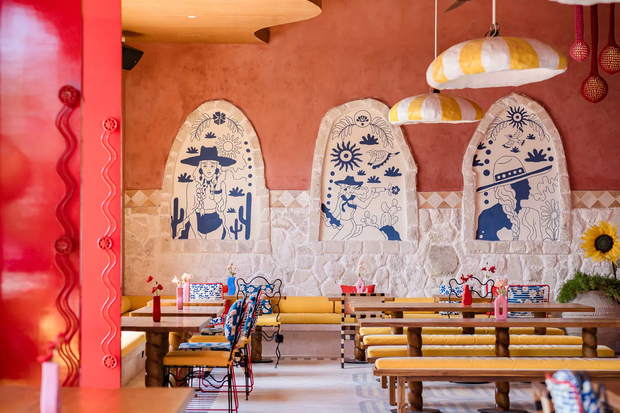 The table layout of a Mexican restaurant in Uluwatu, Bali