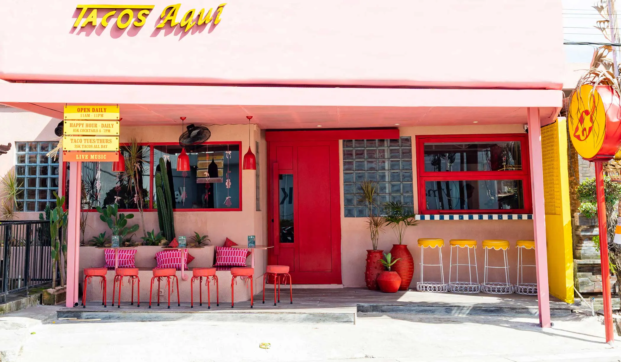 The front of a Mexican restaurant in Canggu, Bali