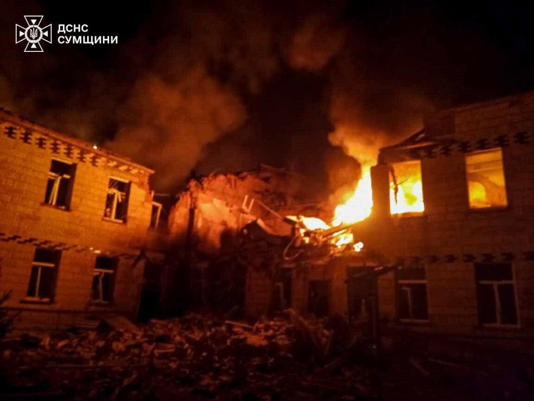 Fire in Sumy after Russian attack