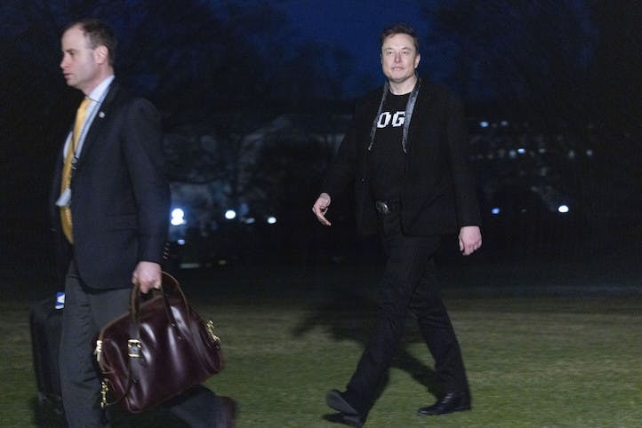 Elon Musk walking on grass
