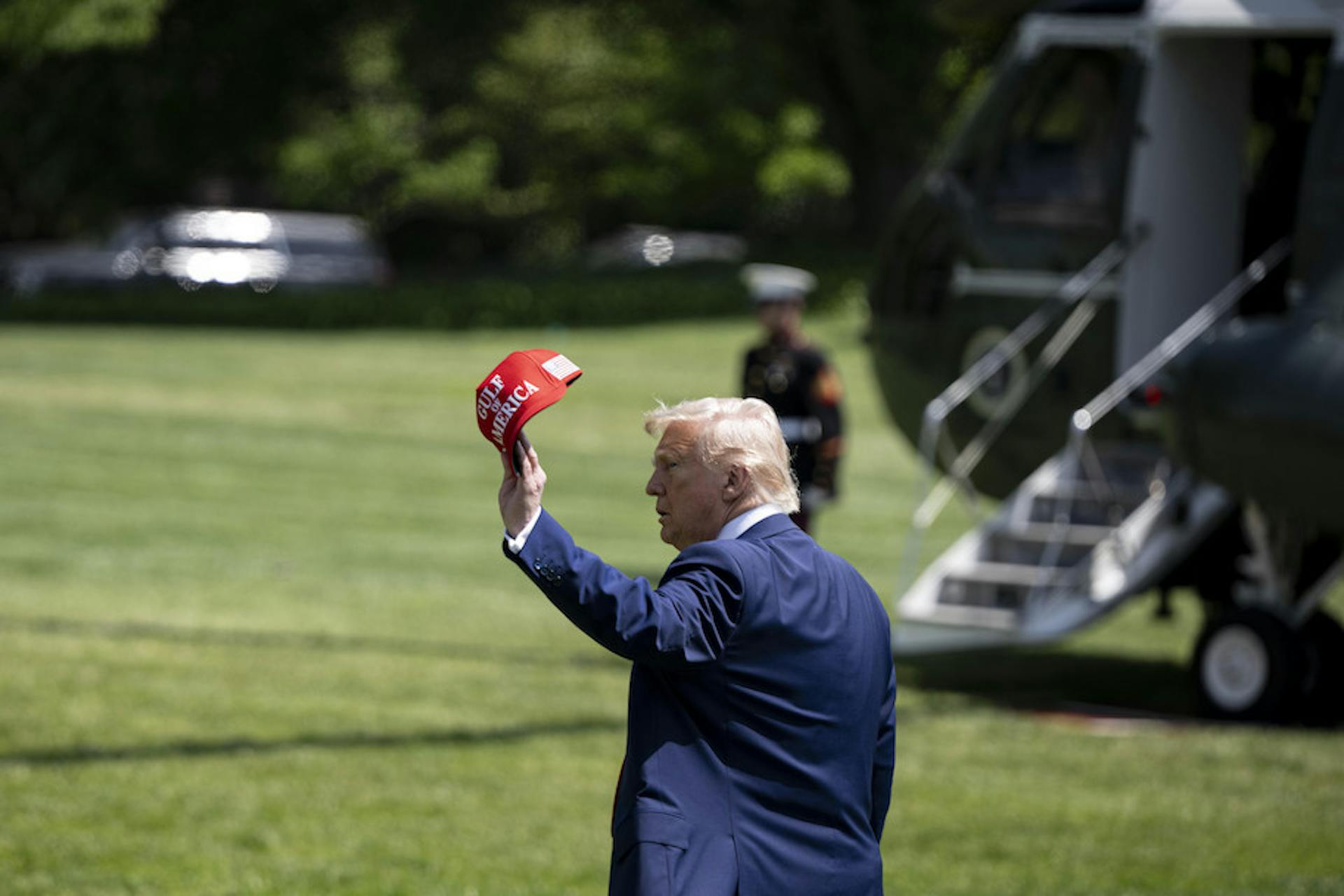 Donald Trump showing cap
