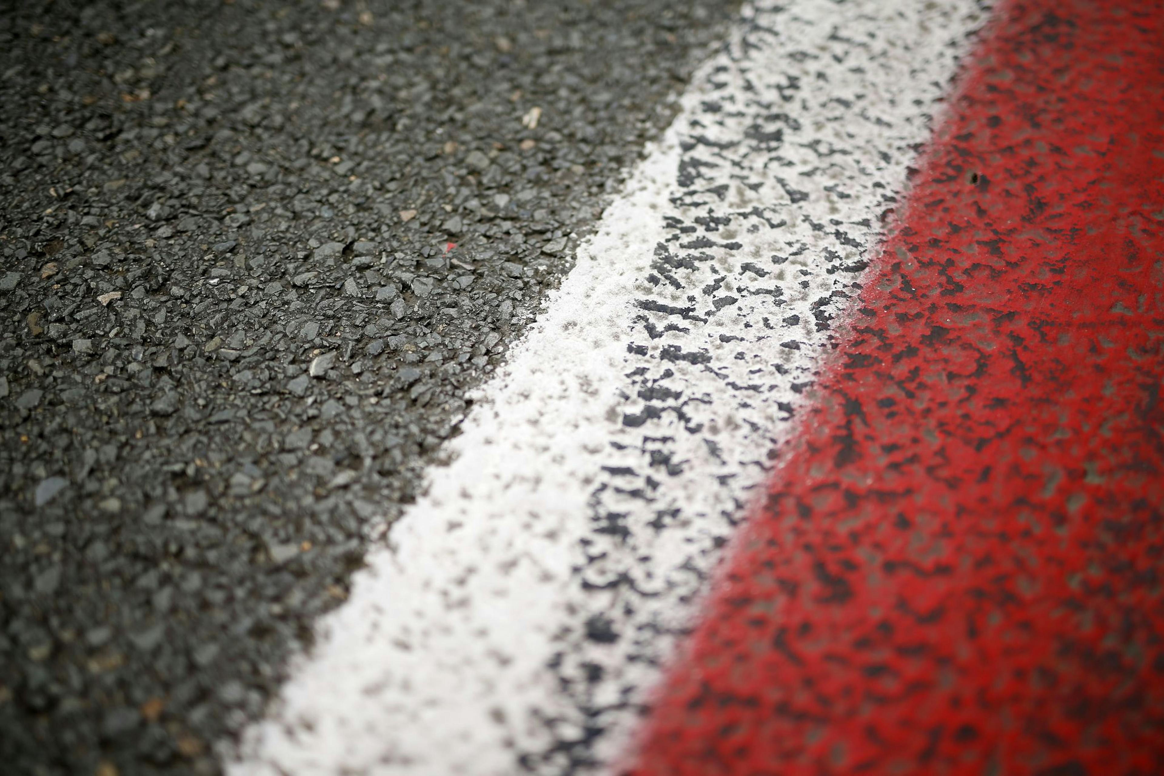 Red line on track and road