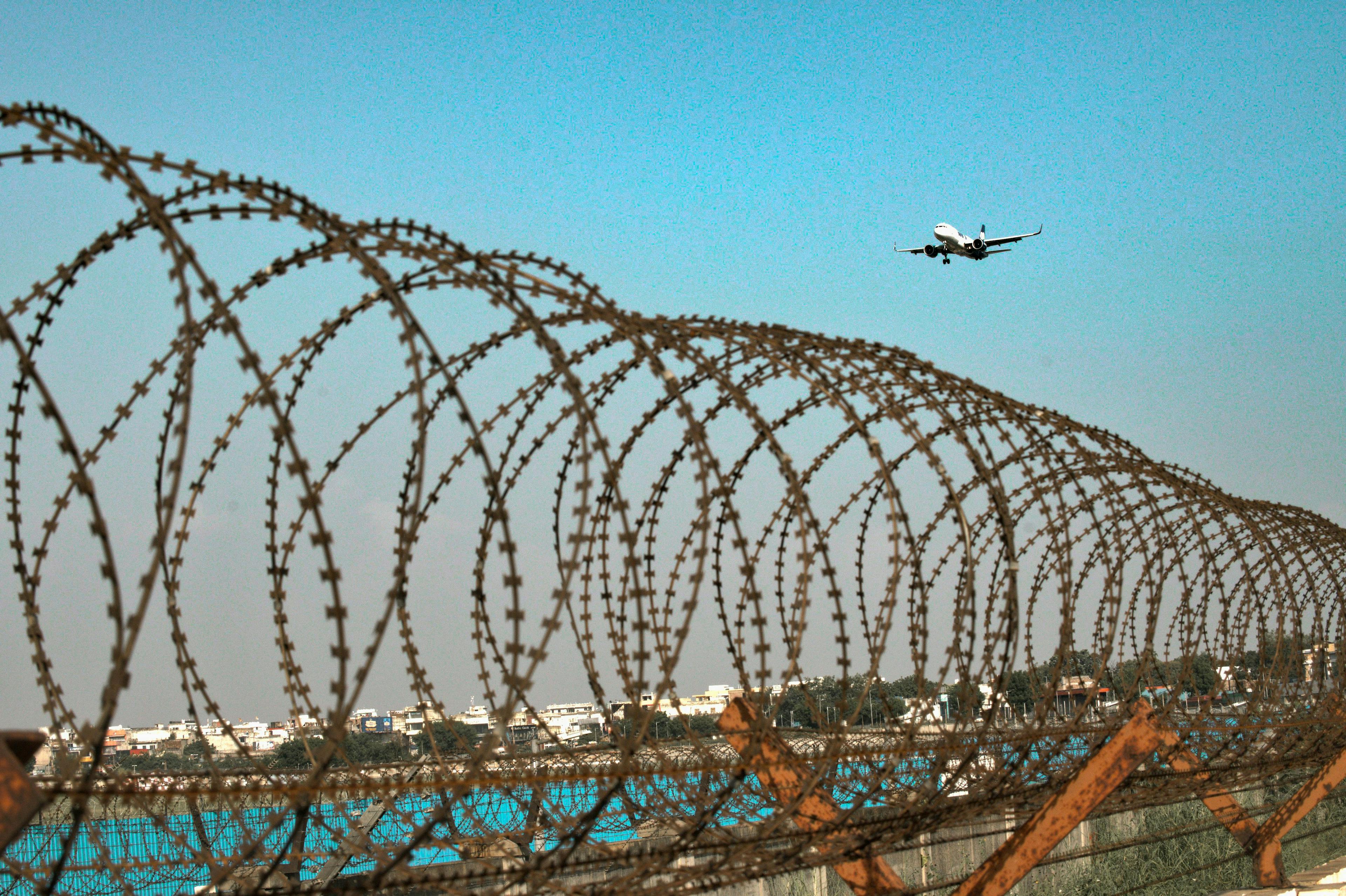 Barbed wire at airport