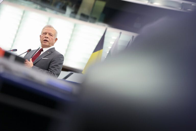 King Abdullah II addressing the European Parliament