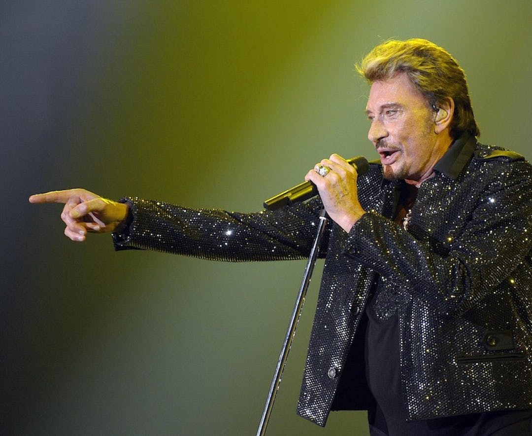 Johnny Hallyday au micro