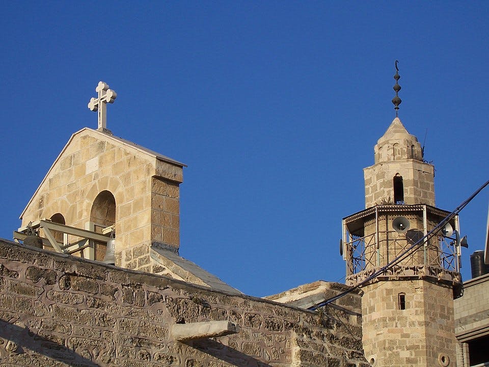 Historic church and mosque in Gaza.