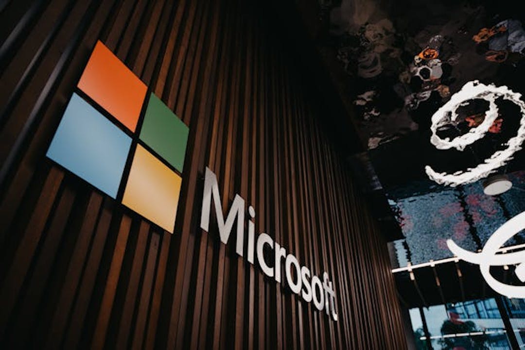 Microsoft logo on building