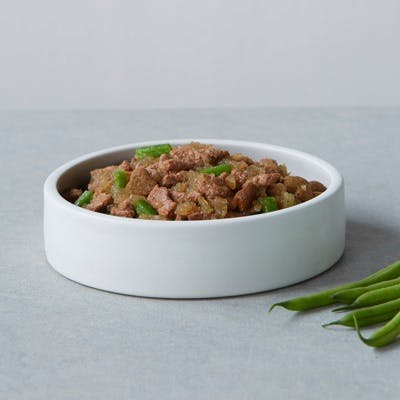 Slow-cooked wet food in a bowl