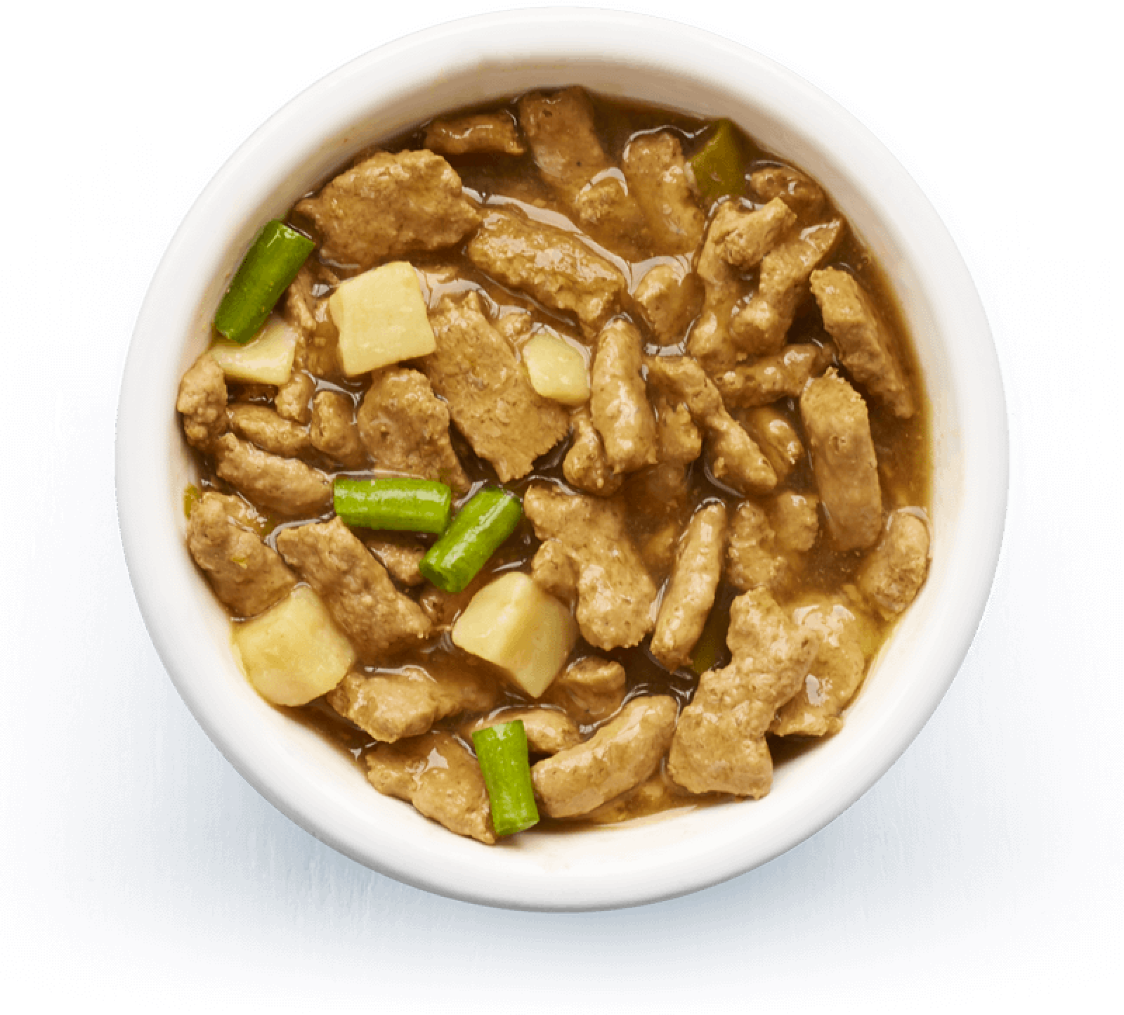 An image of Tails wet food. Country casserole with chicken, potato & green beans in tasty gravy.