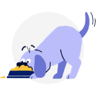 dog eating food illlustration