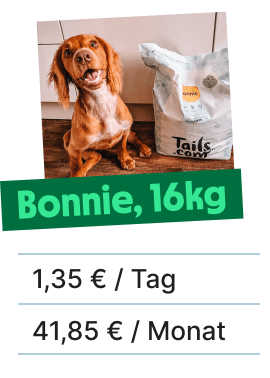 
                        
                            Bonnie und ihre Trockenfutterpreise pro Tag und pro Monat
                        