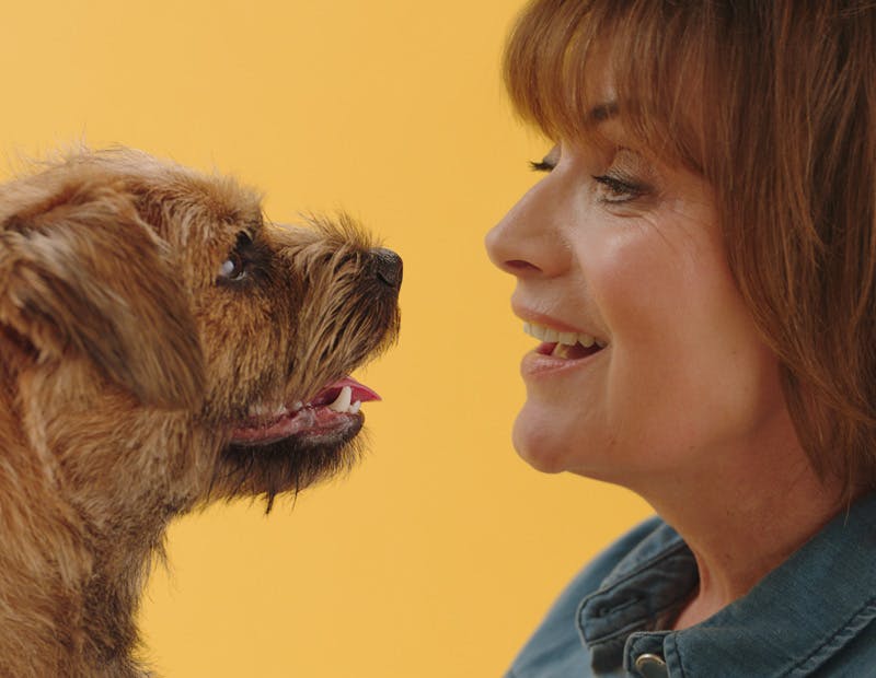 Lorraine Kelly with her dog fed tails.com