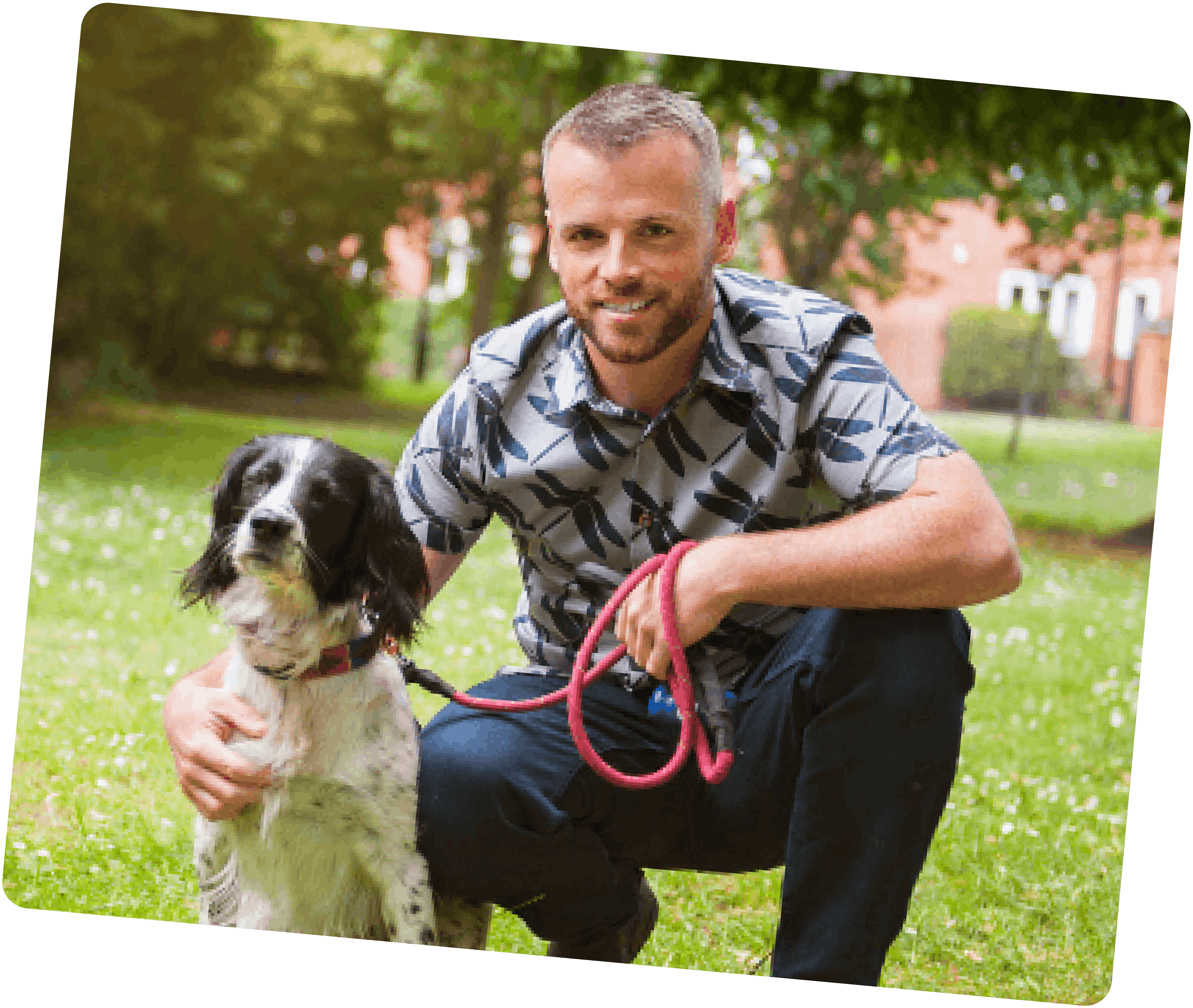 Vet Sean with a dog