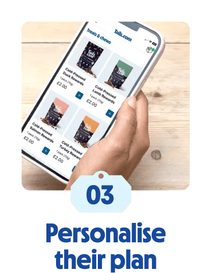 
                            A person personalising their dog food subscription using their smartphone.
