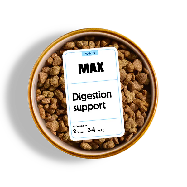 Bowl of sensitive stomach puppy food.