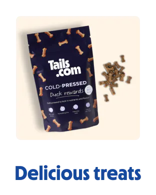 
                            A bag of hypoallergenic cold-pressed duck reward dog treats.
