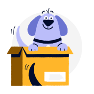 dog in box illustration