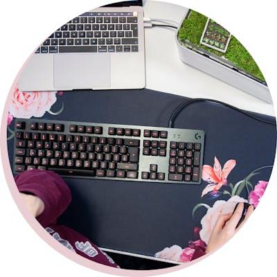 Developer, Madeline and her desk set-up