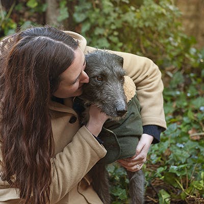 Martina and Blue (the lurcher rescue dog)