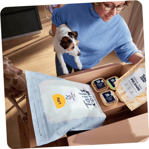 Bingly being happy with his joint care dog food