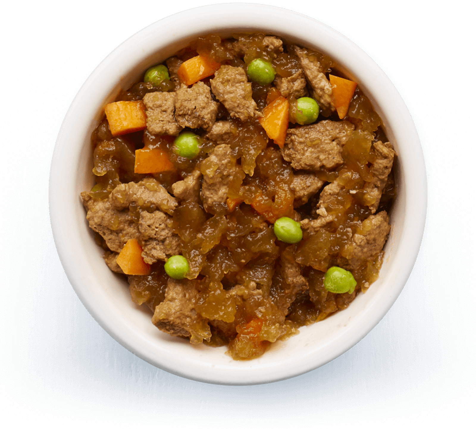 An image of Tails wet food. Braised fillets of beef with vegetables in tasty jelly.