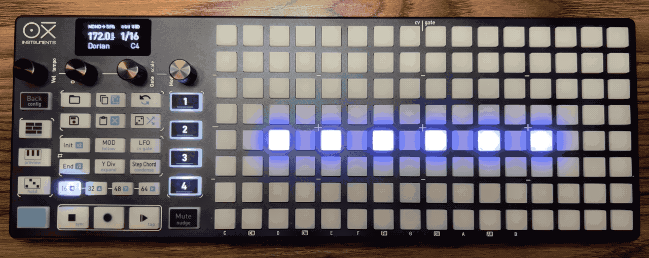 gird上でoctaveを変化させたnoteの様子