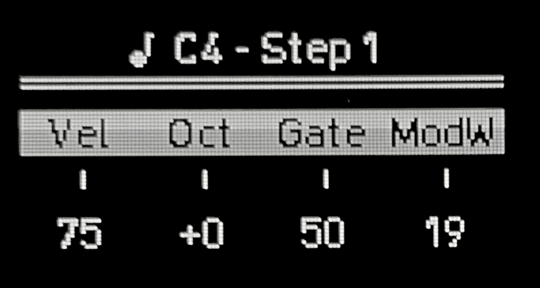 ディスプレイにnoteの設定項目が表示されている様子