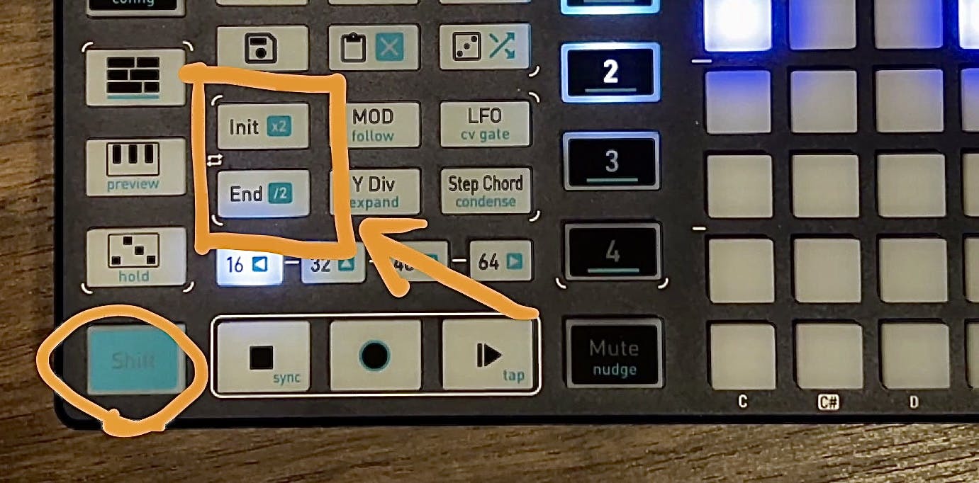 ×2ボタンと/2ボタンの写真