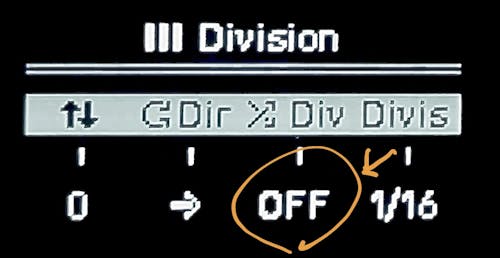 ディスプレイ: Divisionメニュー Div