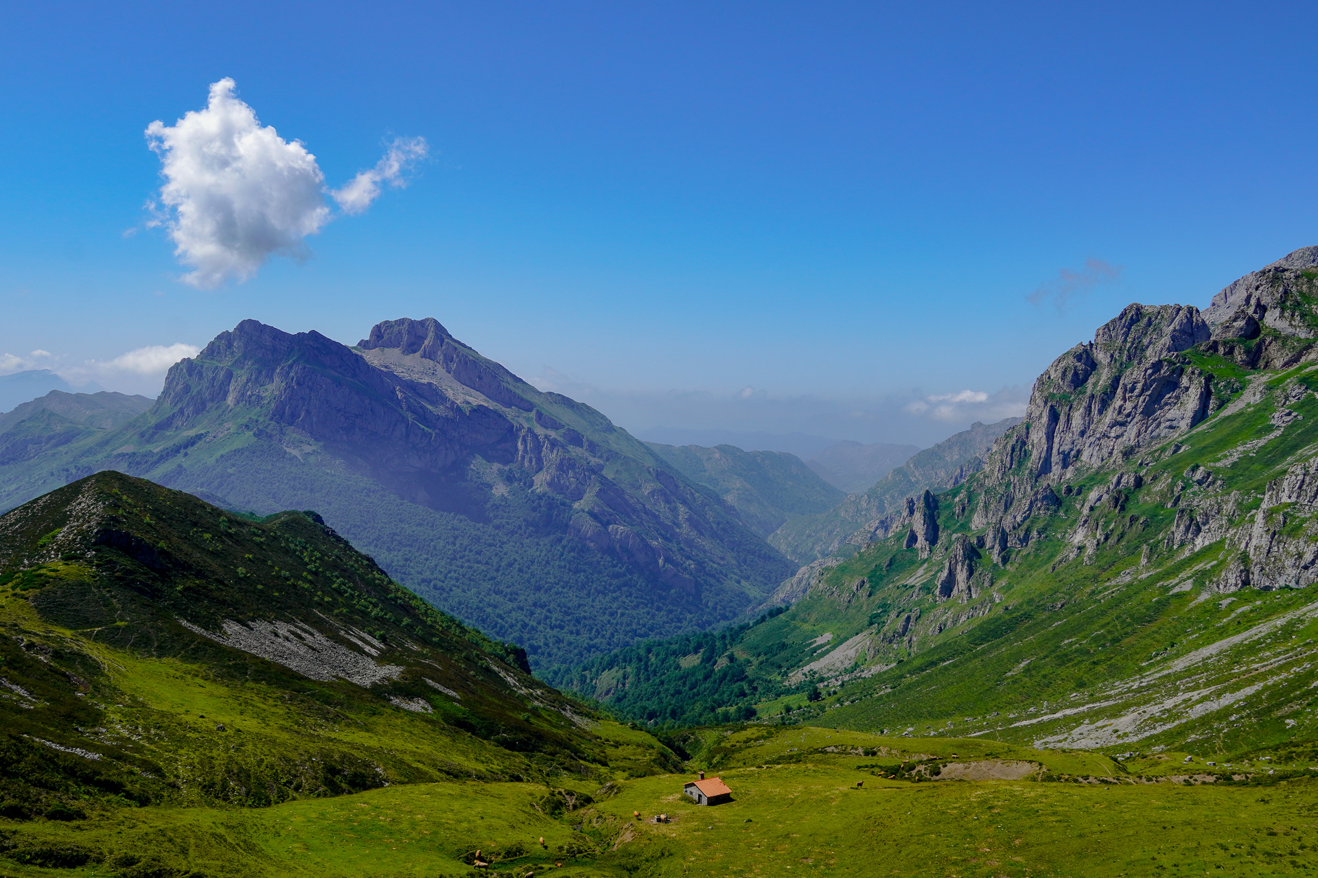 Descending to a valley in Picos de Europa