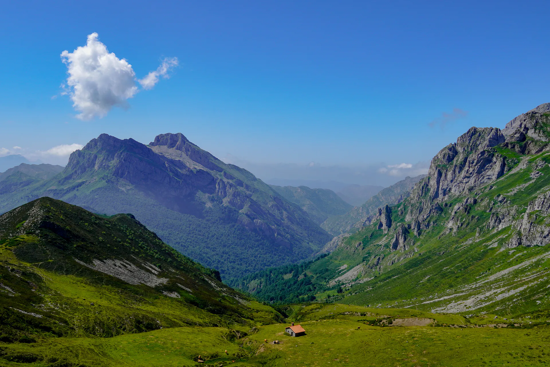 Descending to a valley in Picos de Europa
