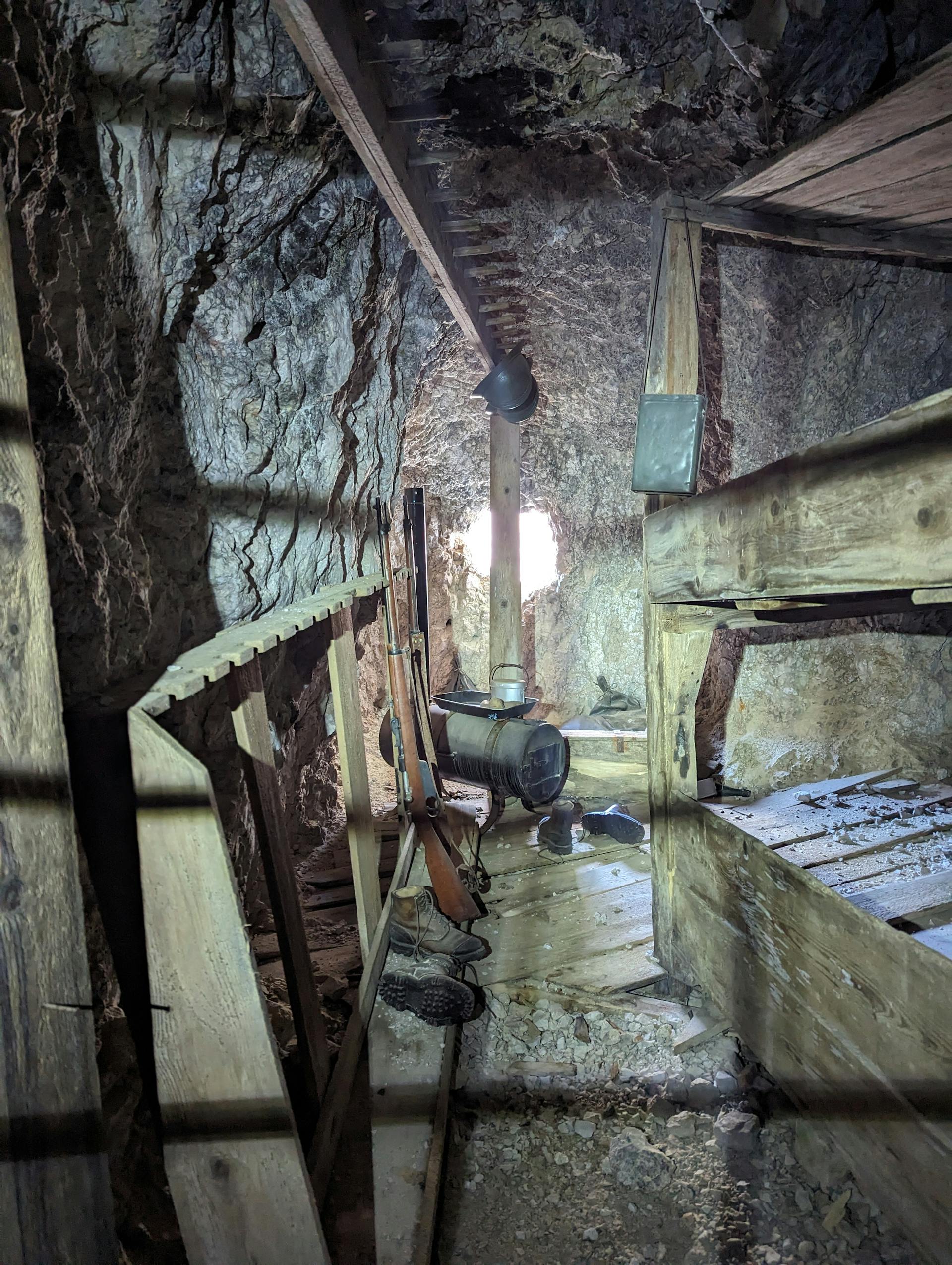 Soldiers rooms in Galleria Lagazuoi