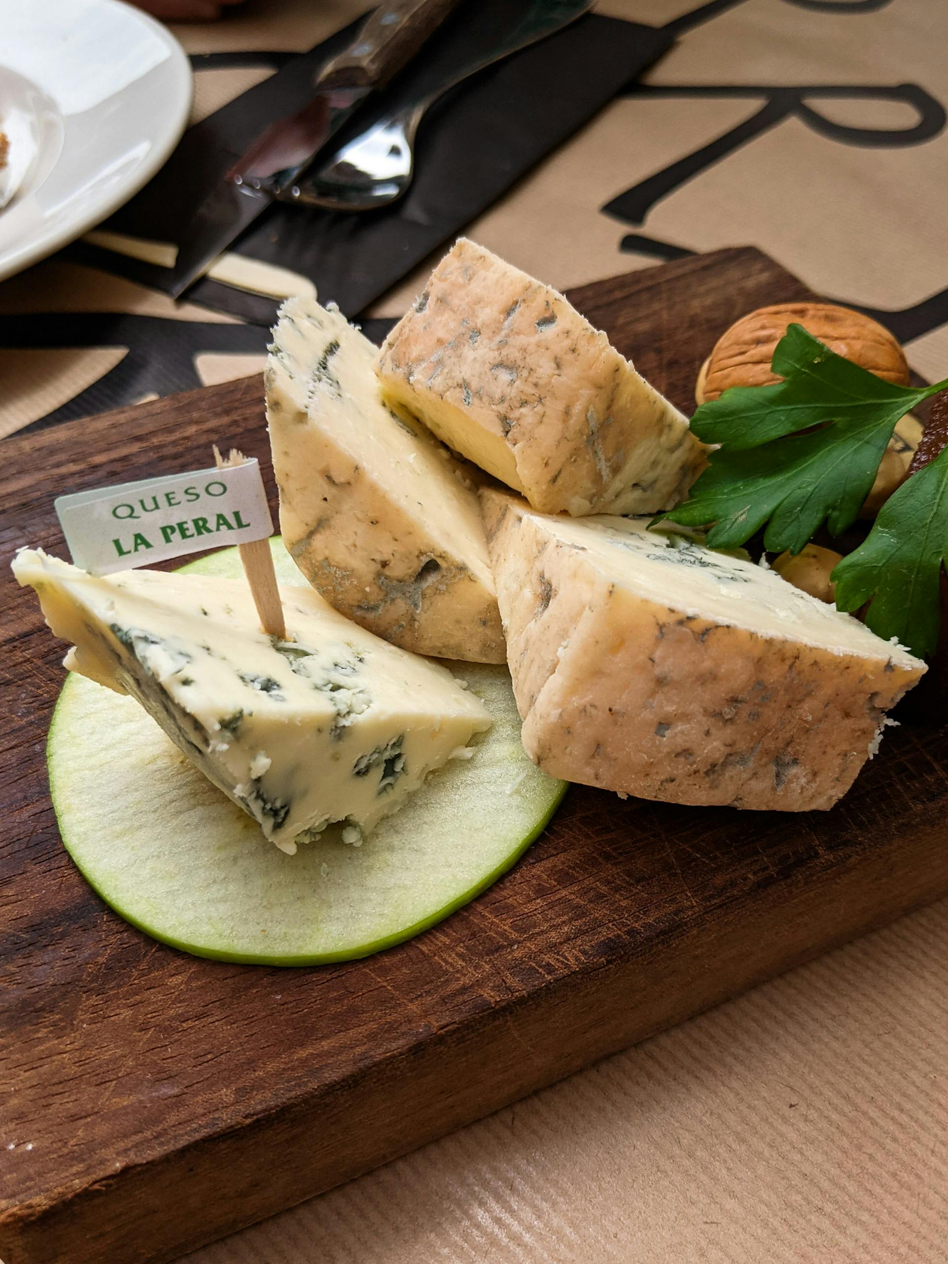A plate with Asturian cheeses