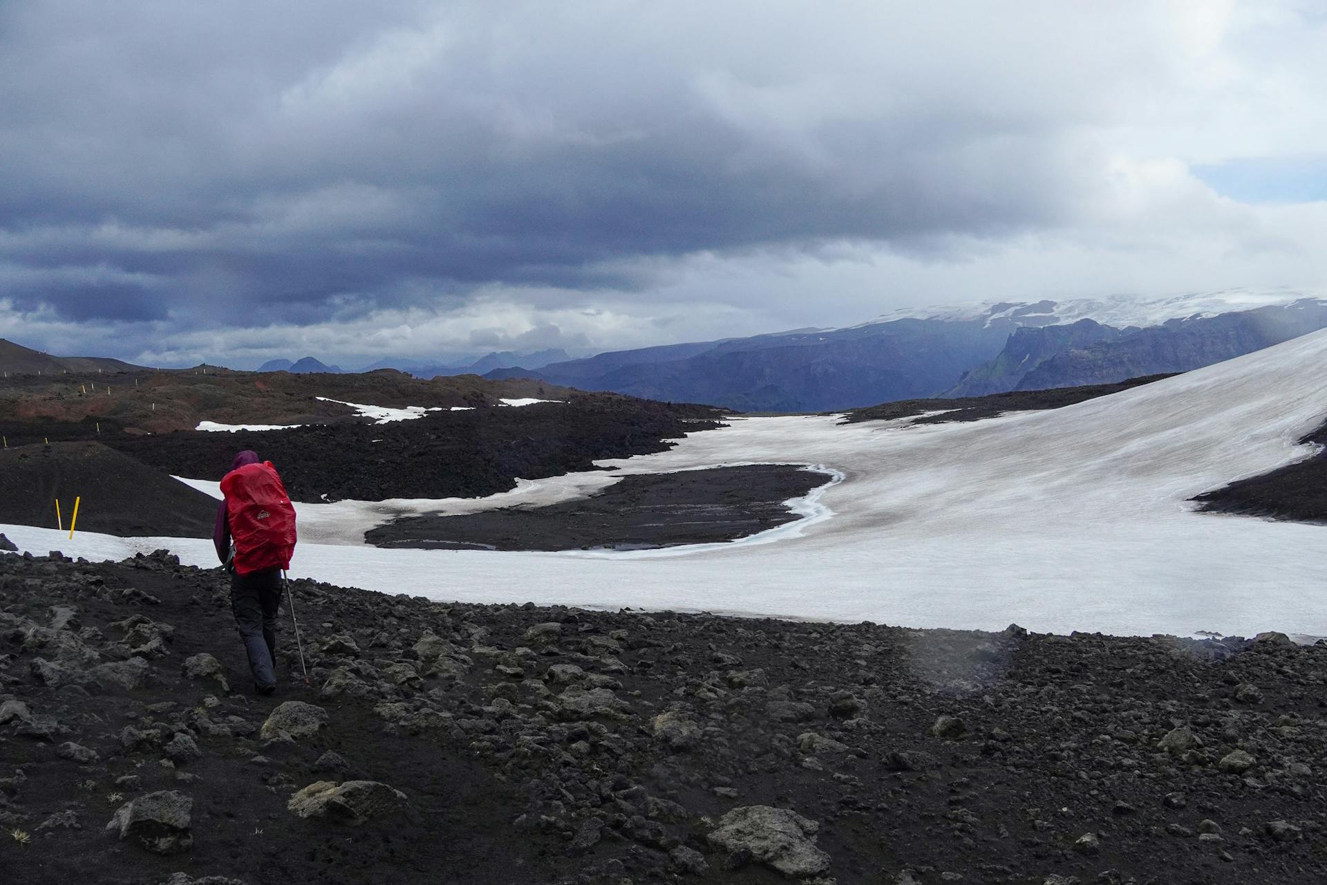 Crossing lava fields along Laugavegur Trail