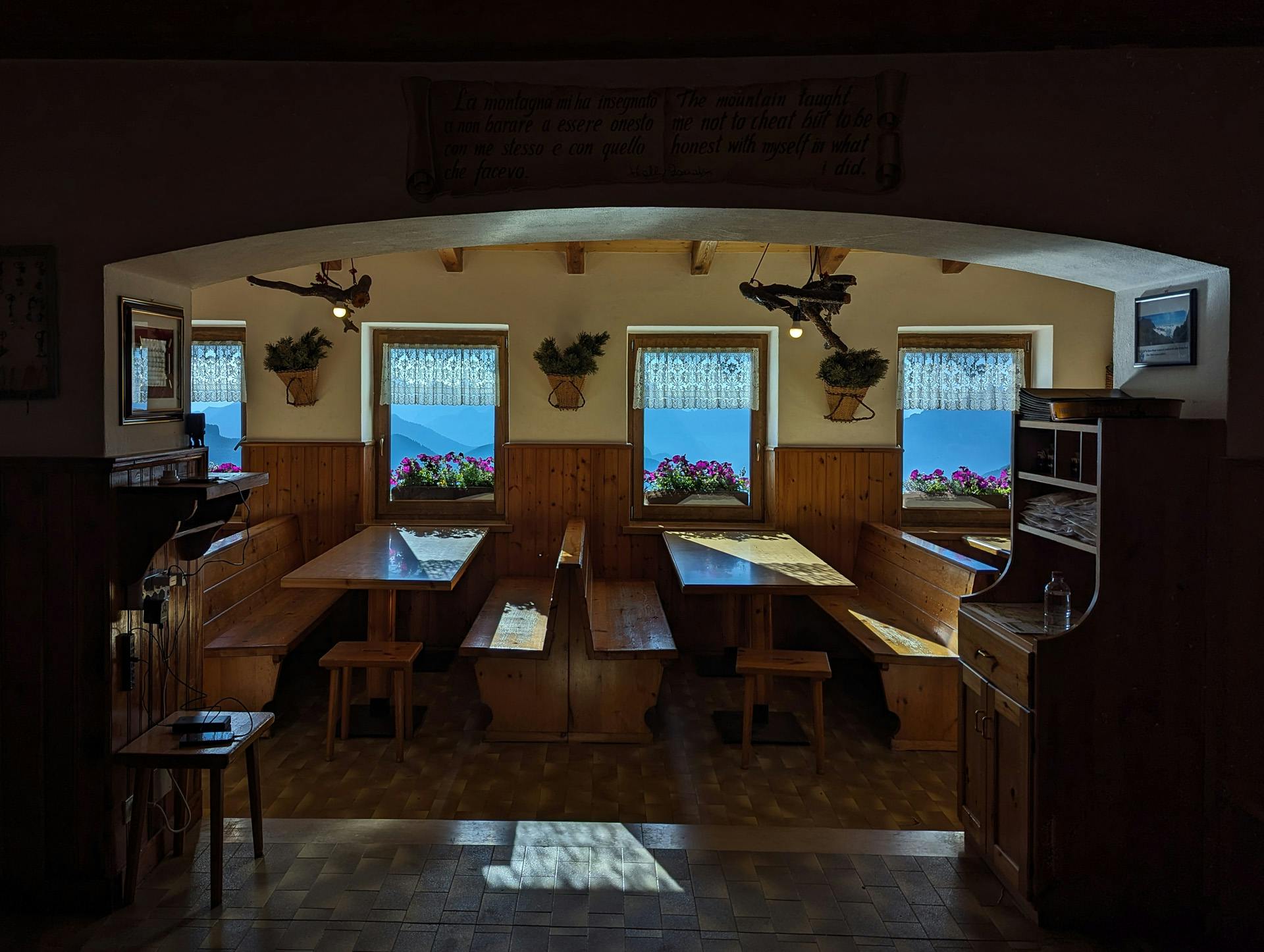 Interior of Rifugio Coldai