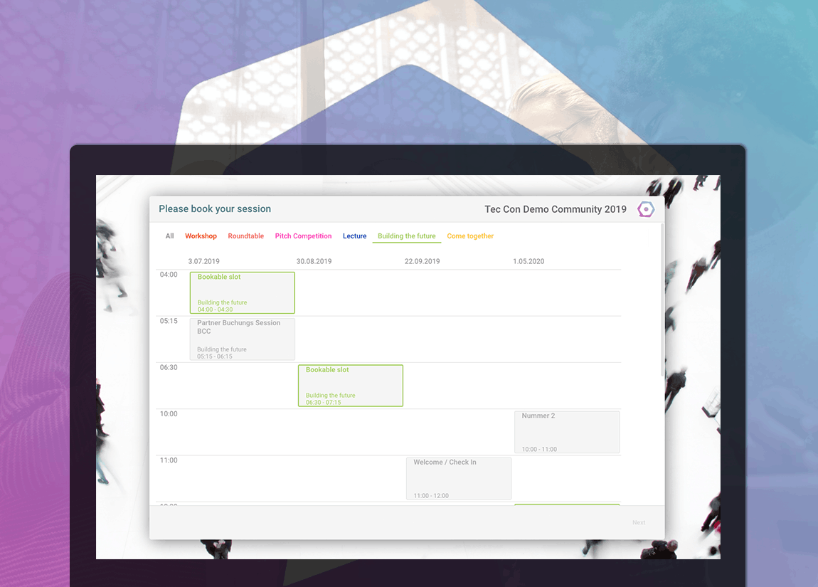session booking form scheduler for different formats