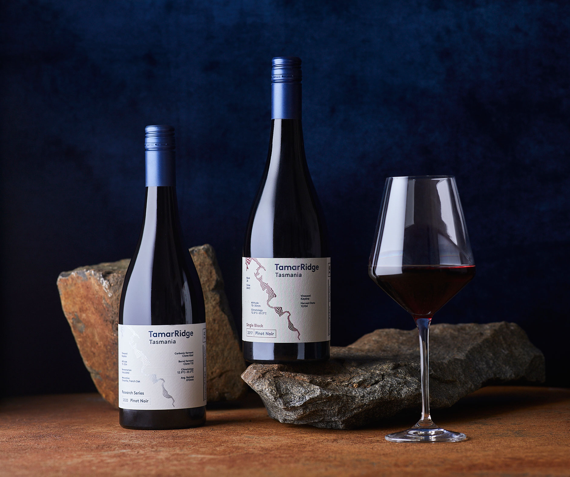 Bottle of Single Block and Research Series Pinot Noirs
