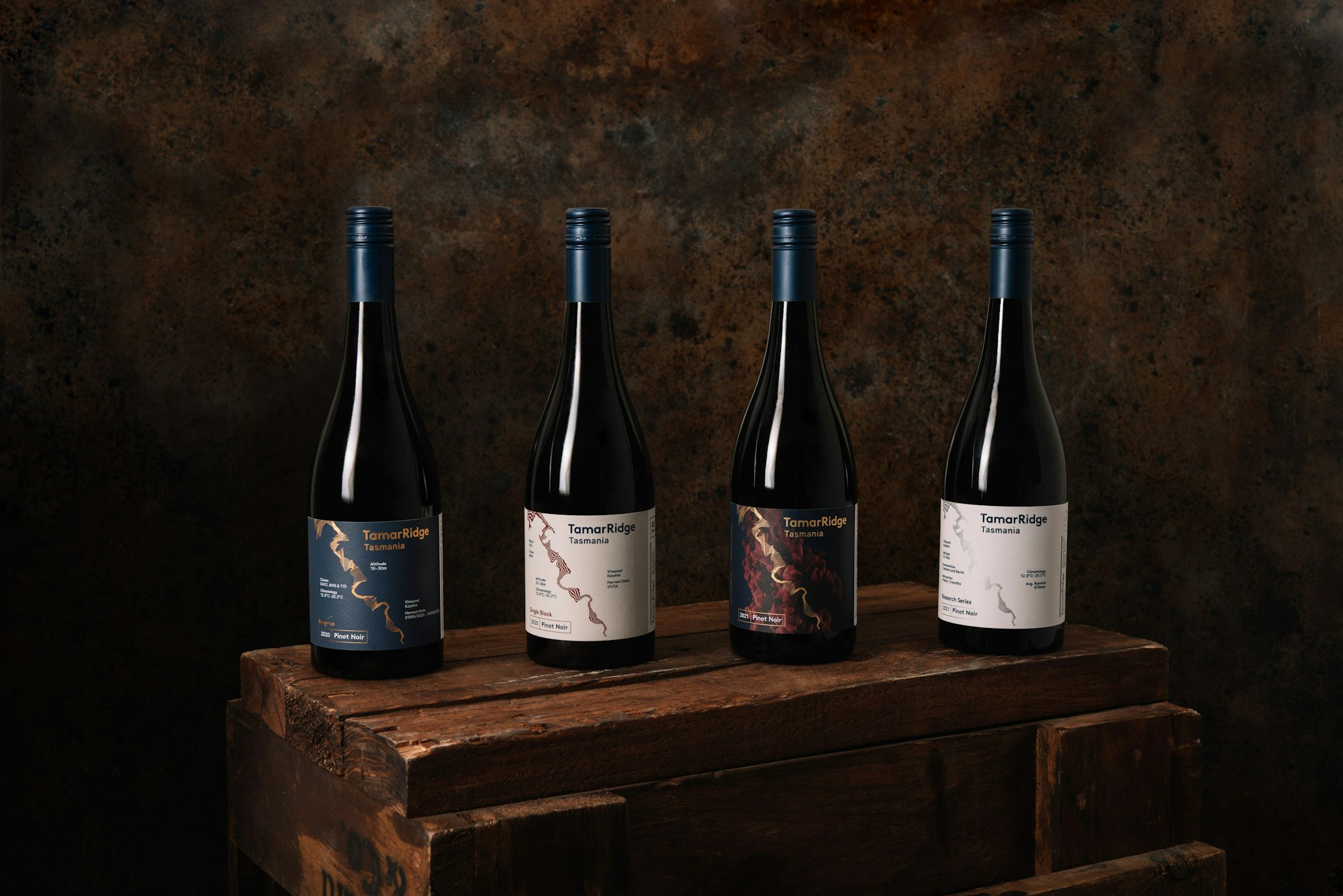 TR line up of Pinot Noir bottles