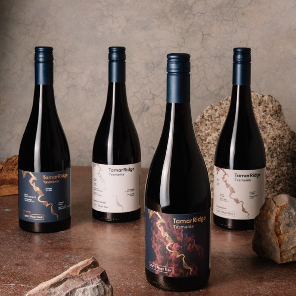 An image with 4 bottles of Tamar Ridge wine.