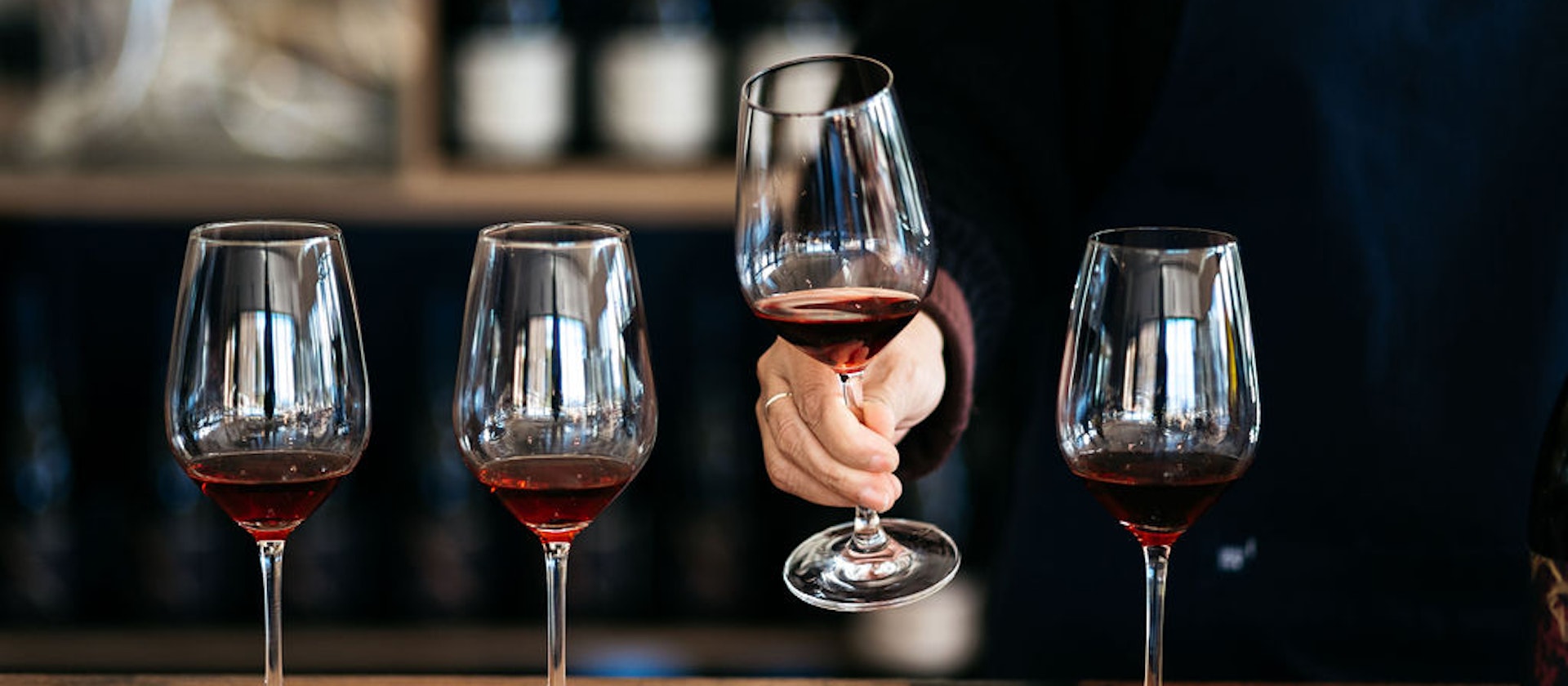 Line up of Pinot Noir tasting flight