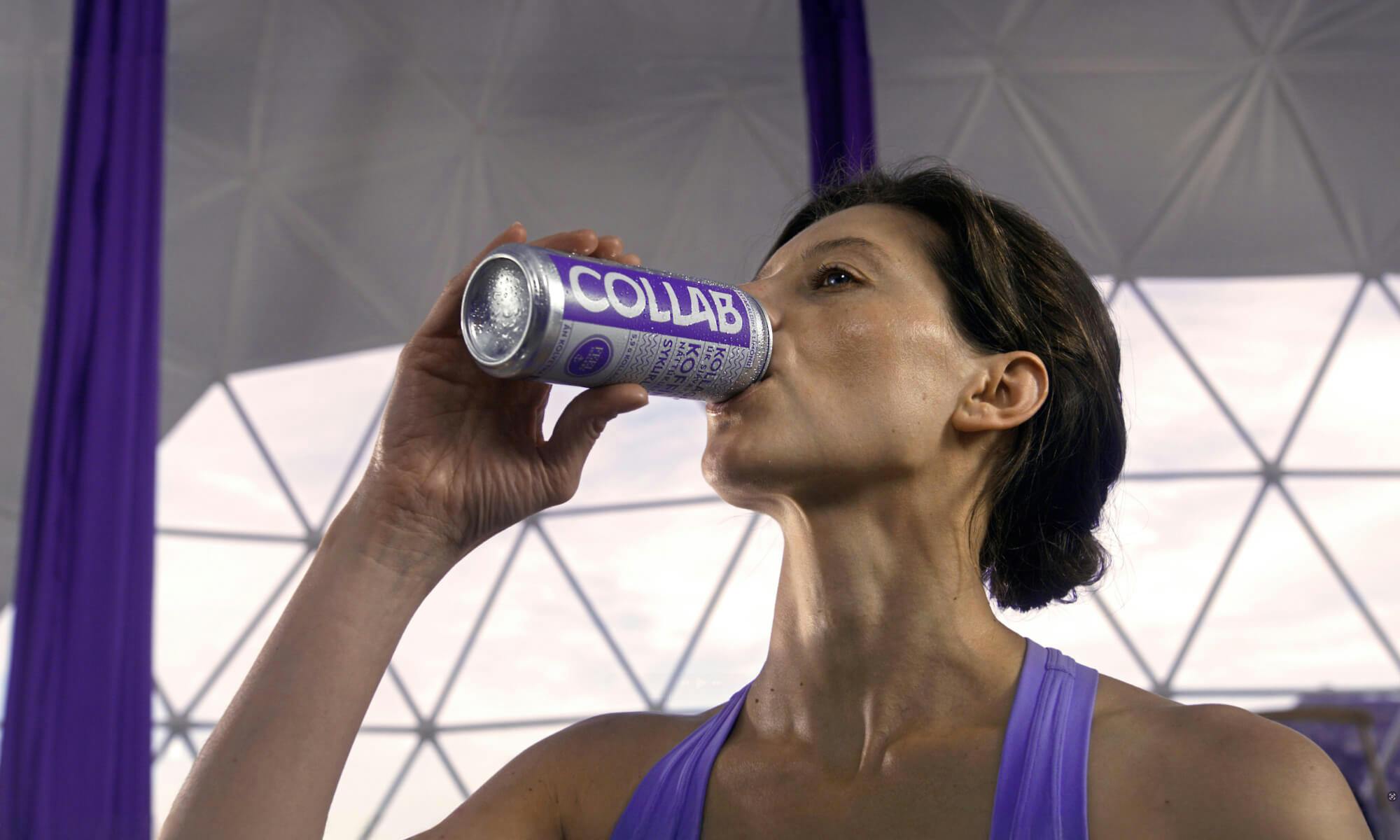 Woman drinking an energy drink
