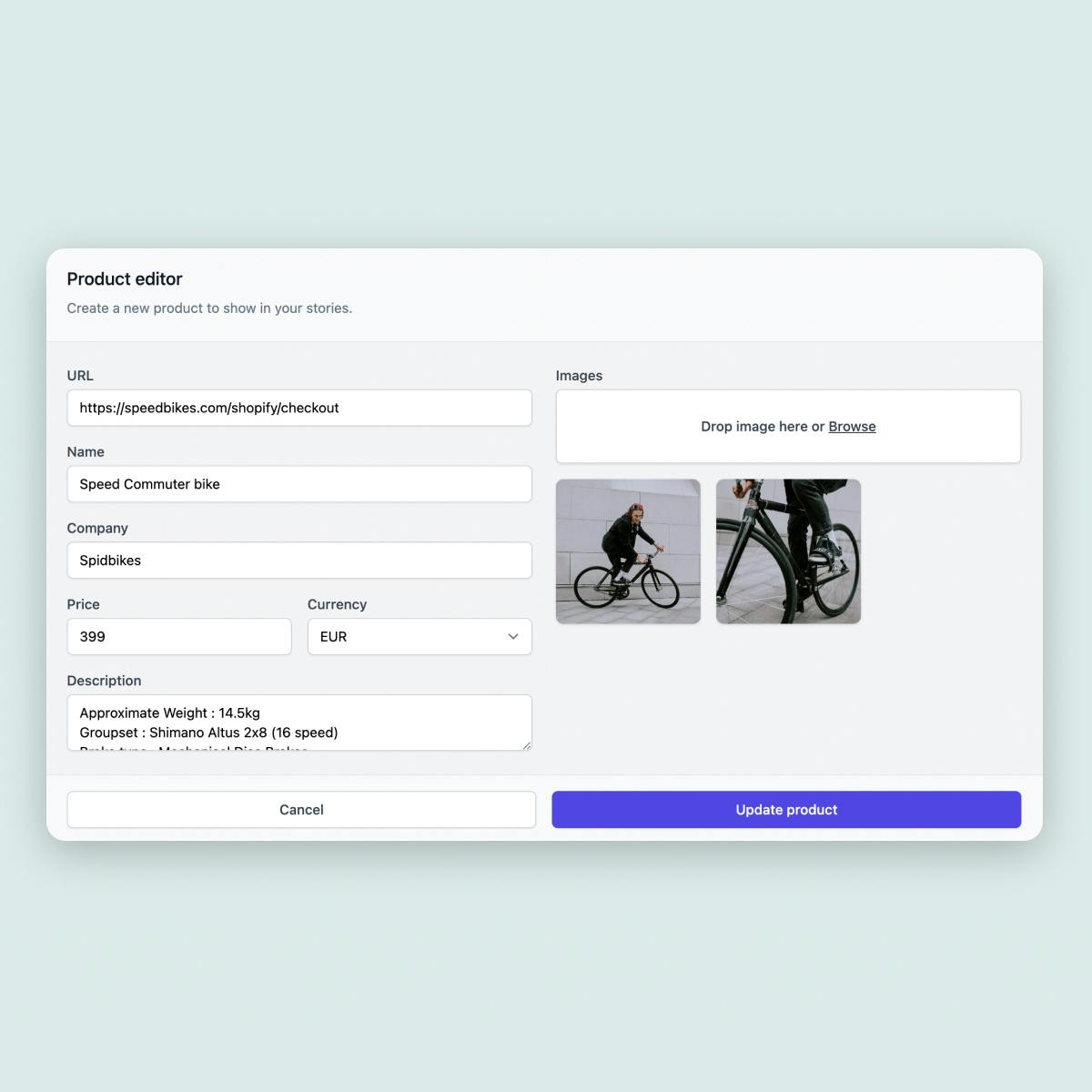 Tappable software allows you to add your products easily