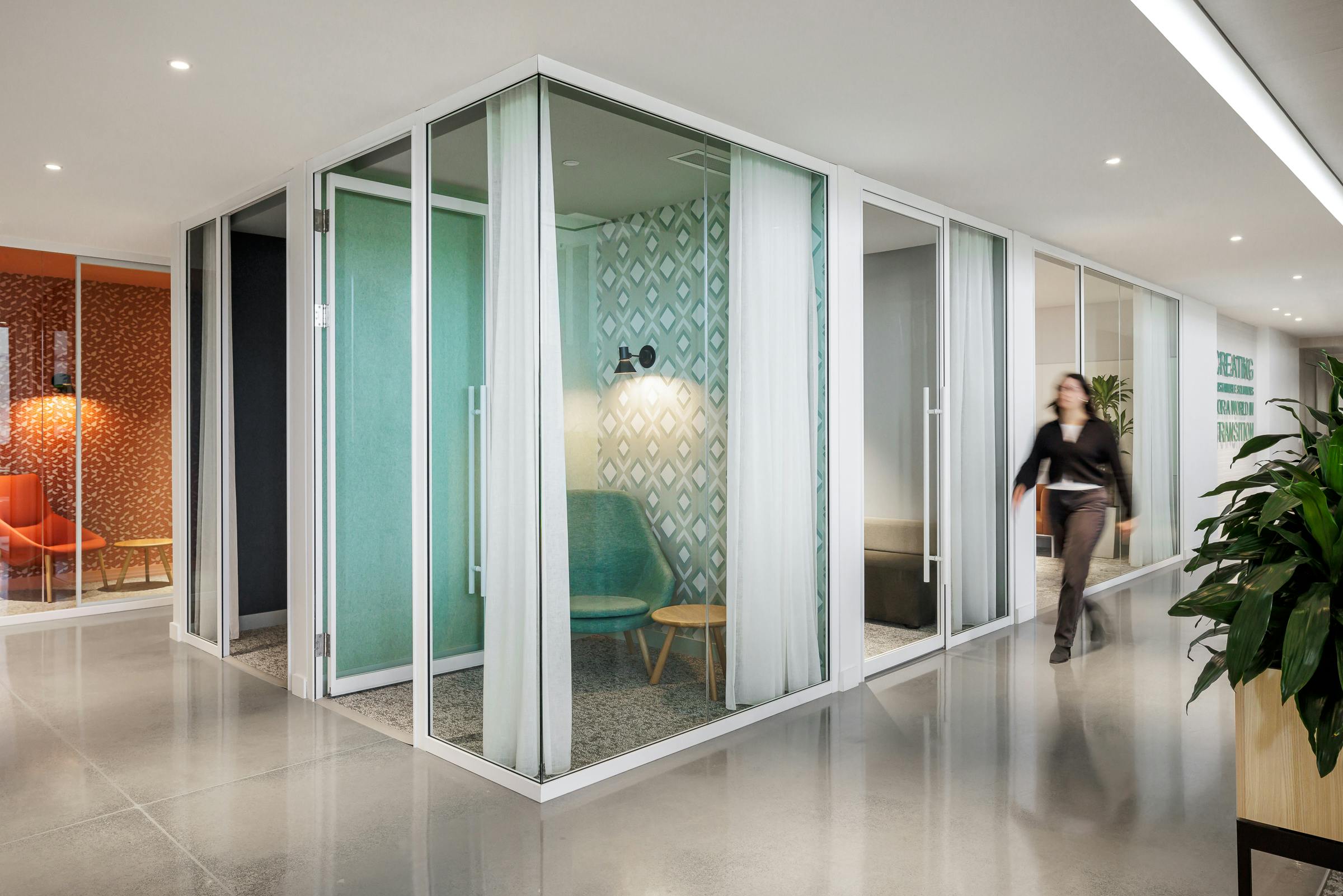 Workspace in a commercial office renovation.