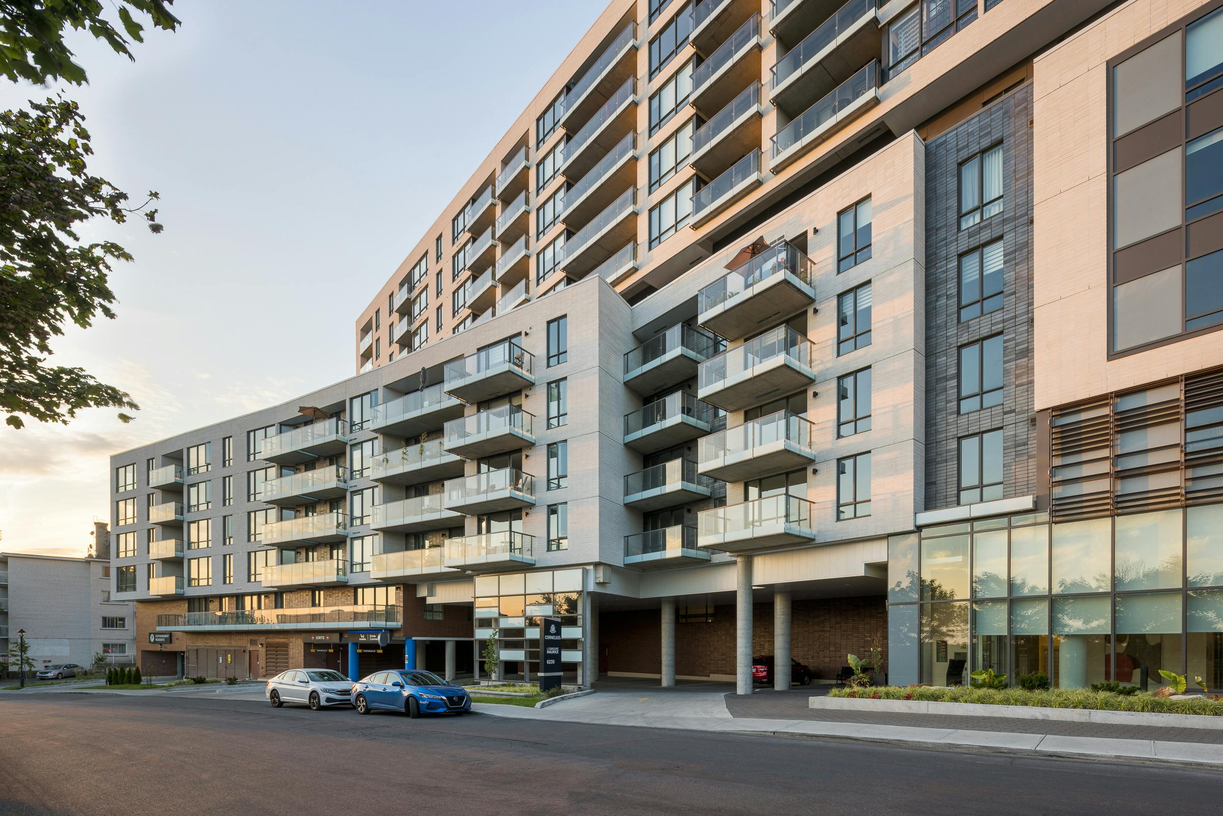 Modern architecture of the residential and commercial complex in Montreal