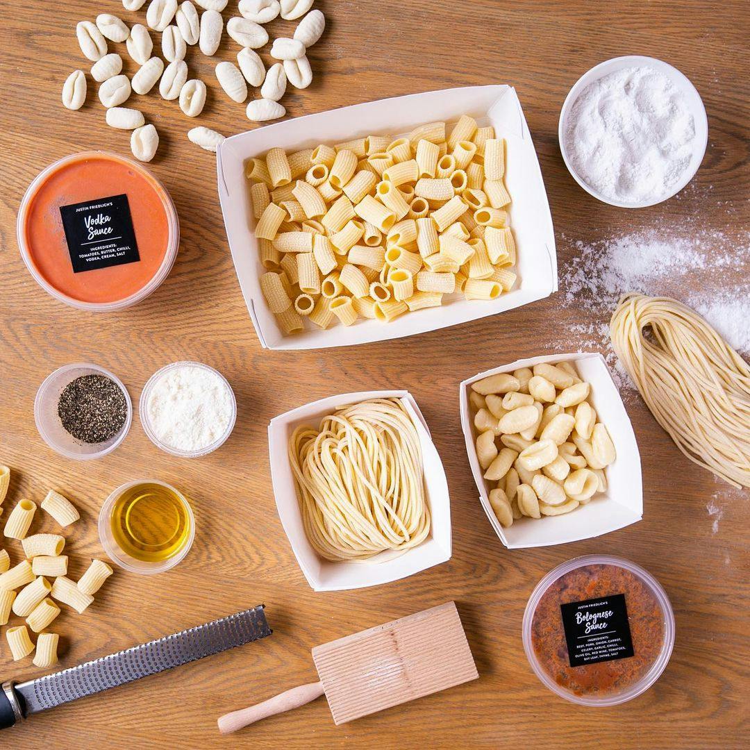 Friedlich's pasta packaged, prepped, and ready to be prepared