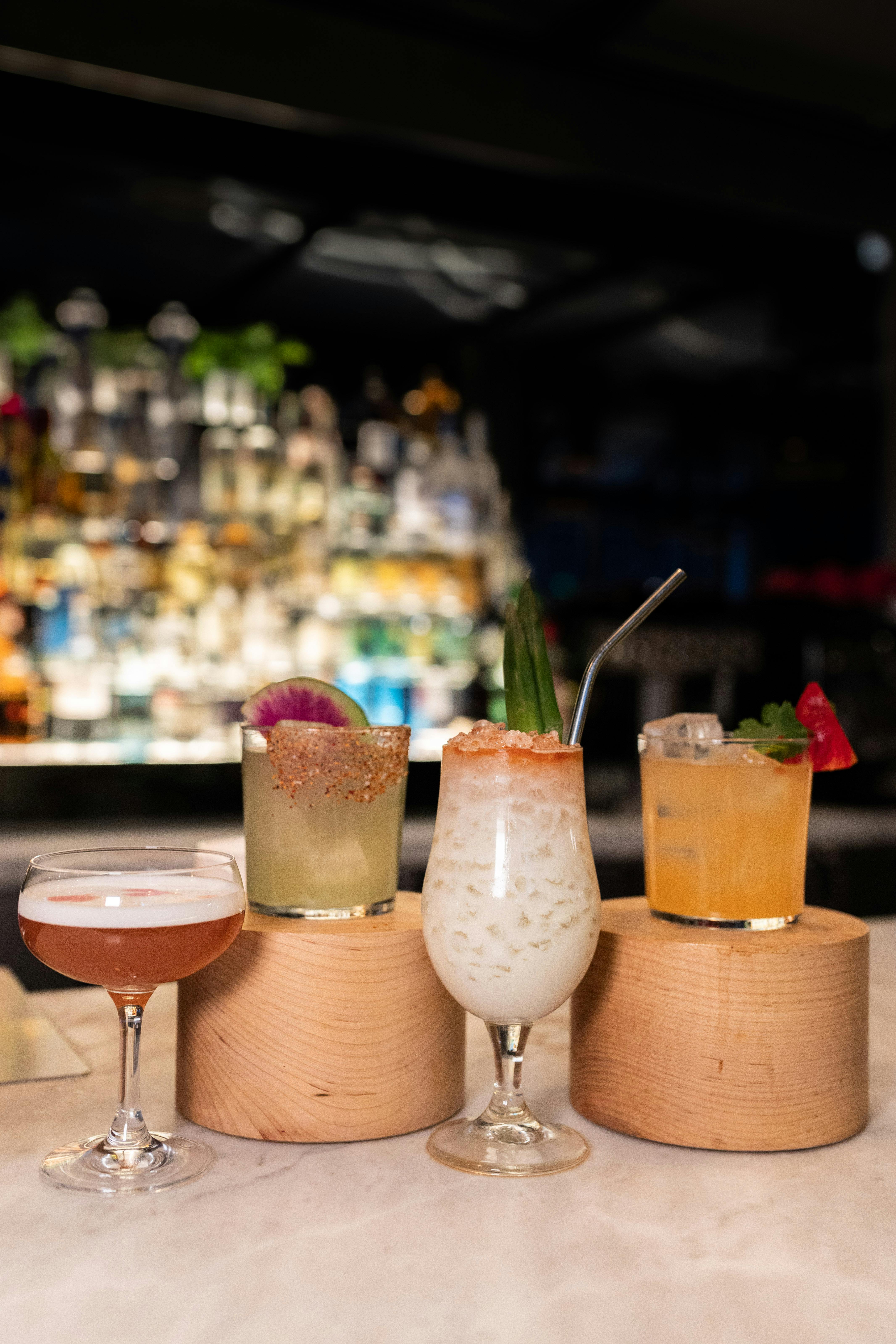 Array of cocktails at the bar